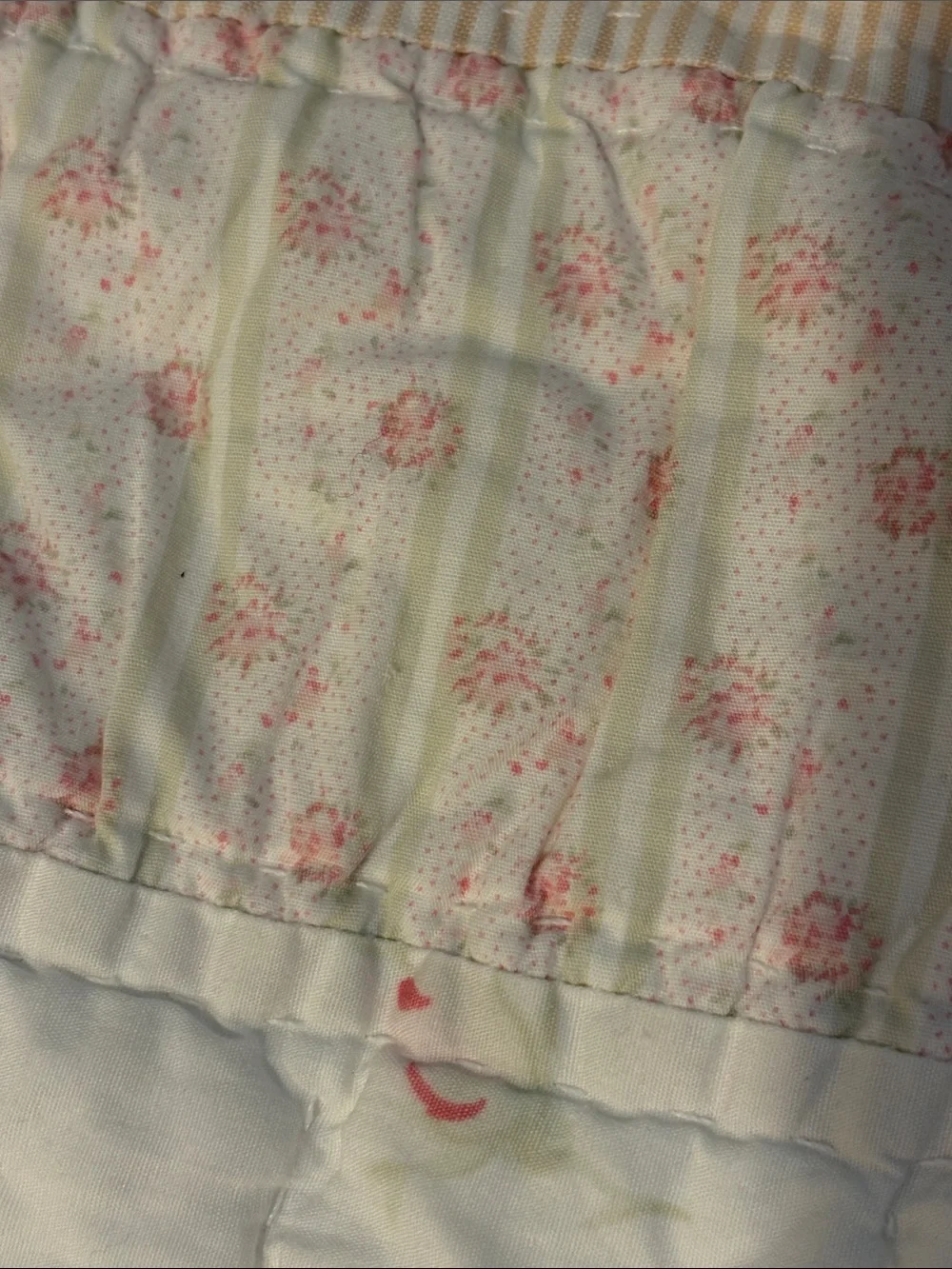 Cream and Pink Floral Patchwork Hand stitched  Quilt